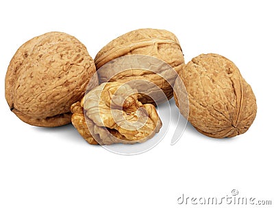 Walnuts on white Stock Photo