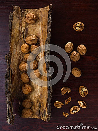 Walnuts wooden, season, nuts, christmas, pile, nutty Stock Photo
