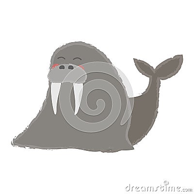 Walrus animal drawing doodle illustration vector Vector Illustration