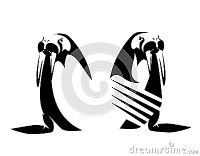Walrus with striped sailor shirt black vector design Vector Illustration