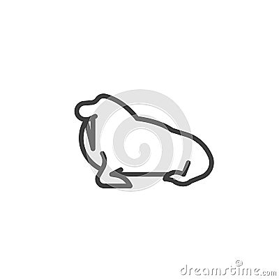 Walrus with tusk line icon Vector Illustration