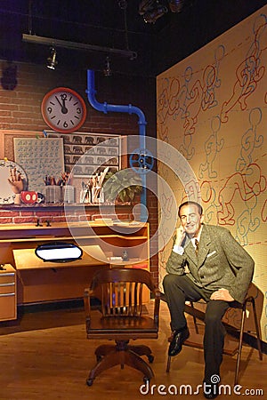 Walt Disney wax statue at Madame Tussauds Wax Museum at ICON Park in Orlando, Florida Editorial Stock Photo
