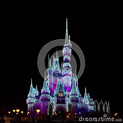 Walt Disney World Cinderella Castle at night Editorial Stock Photo