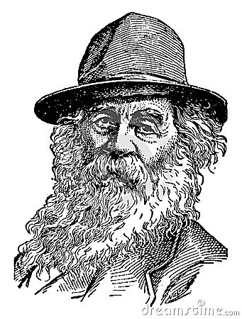 Walt Whitman, vintage illustration Vector Illustration