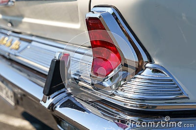 Vintage Chrysler New Yorker. View of the rear lights and chrome banner. Editorial Stock Photo