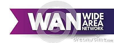 WAN - Wide Area Network is a telecommunications network that extends over a large geographic area, acronym text concept background Stock Photo