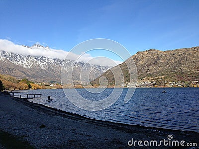 Wanaka Queenstown lake with pure clear water New Zealand Stock Photo