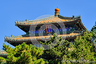Wanchun Pavilion at Jingshan Park in Beijing Editorial Stock Photo
