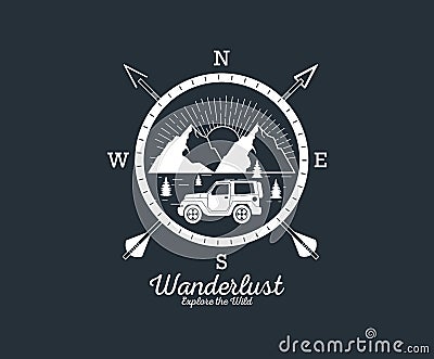 Wanderlust adventure logo Vector Illustration