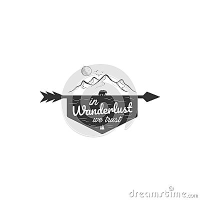 In wanderlust we trust logo Vector Illustration