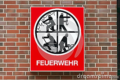 WANGEROOGE, GERMANY. 04th July 2017: View of the logo of the local fire service Editorial Stock Photo