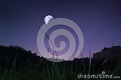 Waning moon Stock Photo