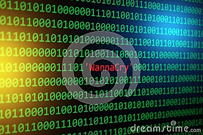 The WannaCry and Binary code Concept Security and Malware attack Stock Photo