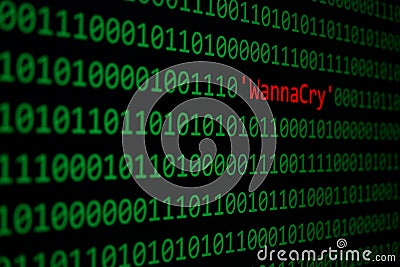 The WannaCry and Binary code Concept Security and Malware attack Stock Photo