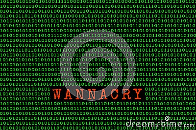 The wannacry and binary code. the wannacry and ransomware concept Security. Stock Photo