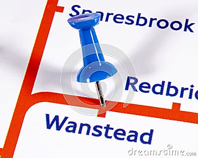 Wanstead on a London Underground Map Editorial Stock Photo