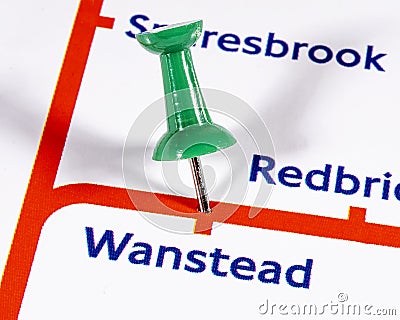 Wanstead on a London Underground Map Editorial Stock Photo