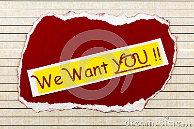 We want you poster recruitment business hiring employment application Stock Photo