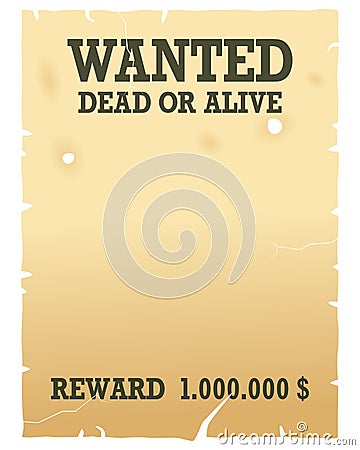 Wanted Dead or Alive Poster Vector Illustration