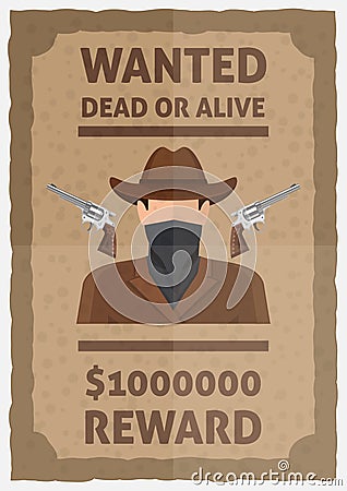 Wanted Dead Or Alive Poster Vector Illustration