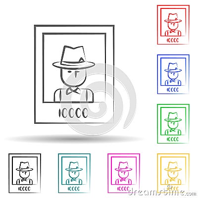 Wanted, mafioso multi color set icon. Simple thin line, outline vector of mafia icons for ui and ux, website or mobile application Stock Photo