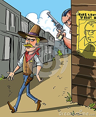Wanted poster for a cowboy Cartoon Illustration