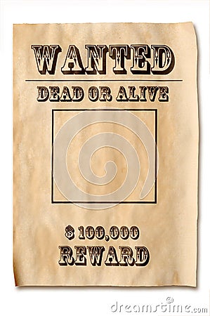 Wanted poster with reward Stock Photo