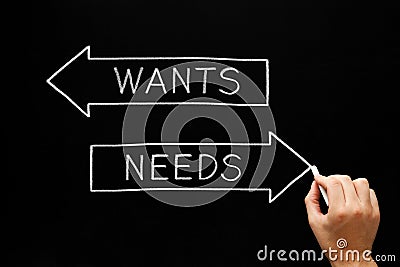 Wants Or Needs Arrows Concept Stock Photo