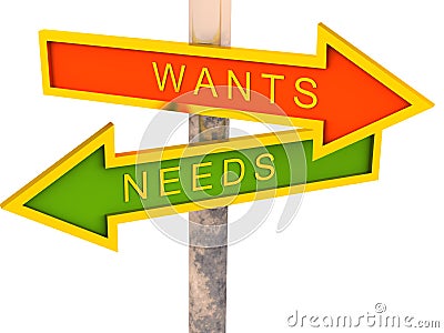 Wants vs needs Stock Photo