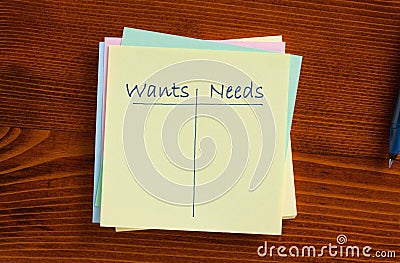 Wants Needs Concept Stock Photo