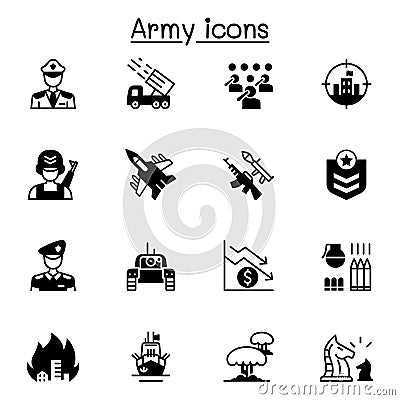 War & army icons set vector illustration graphic design Vector Illustration