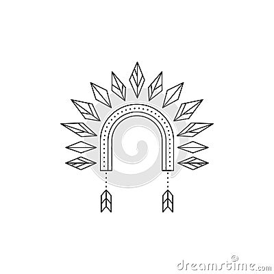 War bonnet line icon Vector Illustration