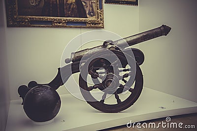 War cannon on white background. Spanish Armada Stock Photo