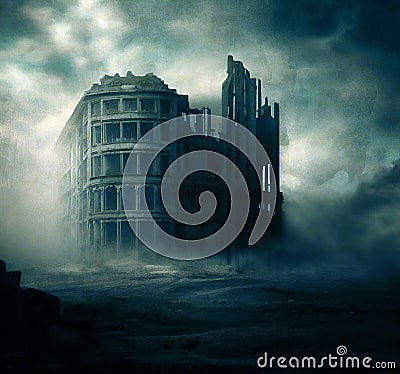 War in the city. Bombardment civilian districts Stock Photo