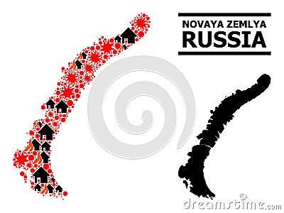War Collage Map of Novaya Zemlya Islands Vector Illustration