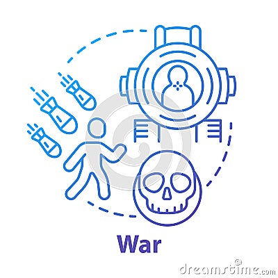 War concept icon. Military action idea thin line illustration. Warfare terrorism. Armed forces. Offensive. Military Vector Illustration