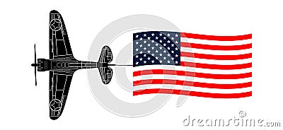 War fighter schematic USA national flag banner Vector Illustration