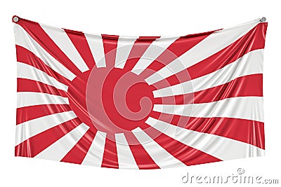 War flag of the Imperial Japanese Army hanging on the wall, 3D r Stock Photo