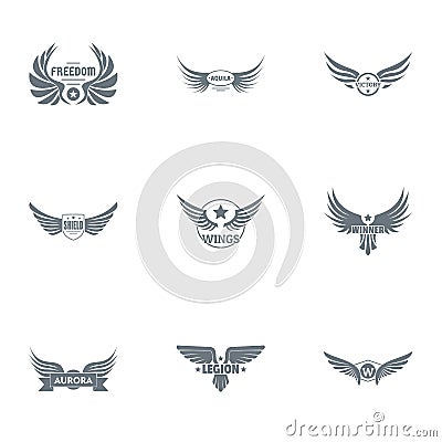 War legion logo set, simple style Vector Illustration