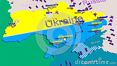 War map battle Ukraine stop kill people Russia bombed another country 3d render Stock Photo