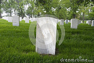 War Memorial Cemetery with Blank Tombstone Grave Marker Stock Photo