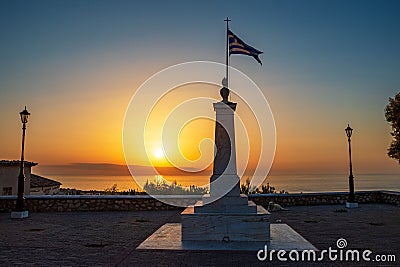 War memorial located in Kyparissia, Greece dedicated to all those heroes who lost their lives defending the Greek Nation against Editorial Stock Photo
