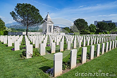 War memorial, Commonwealth Cemetery of Cassino in Italy of the Second World War Stock Photo