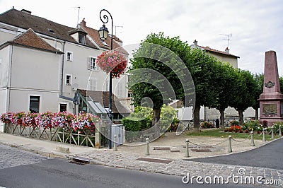 The 1870-1871 war memorial in the town centre of Crecy la Chapelle, France. Editorial Stock Photo