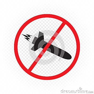 war with missiles ban sign symbol icon Vector Illustration