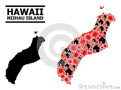 War Pattern Map of Niihau Island Vector Illustration