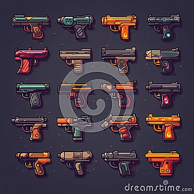 war pistol weapon game ai generated Cartoon Illustration