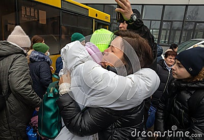 War of Russia against Ukraine. War refugees in Ukraine Editorial Stock Photo