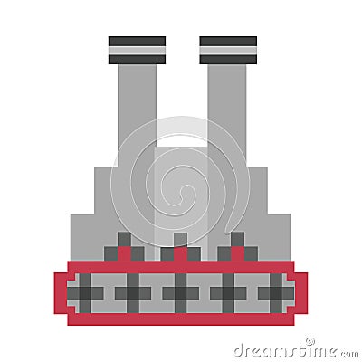 War tank vehicle 8 bits pixelated icon Vector Illustration