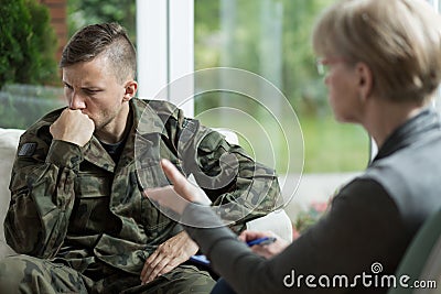 War veteran with problems Stock Photo